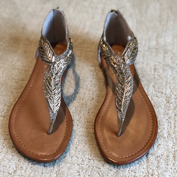 Jessica Simpson size 6.5 Gold Sparkle Sandals - Picture 1 of 4